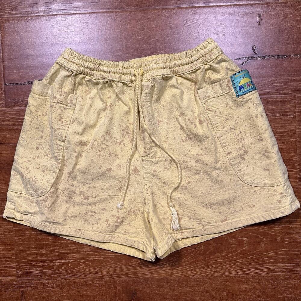 Meals Chef Shorts Womens L 2.5" Yellow Speckle Cotton Canvas Made in USA Retro